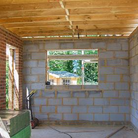 Garage building conversion in progress with our builders in Caterham
